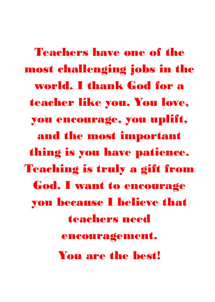 Card – Teachers encouragement – Kingdom Greeting Cards