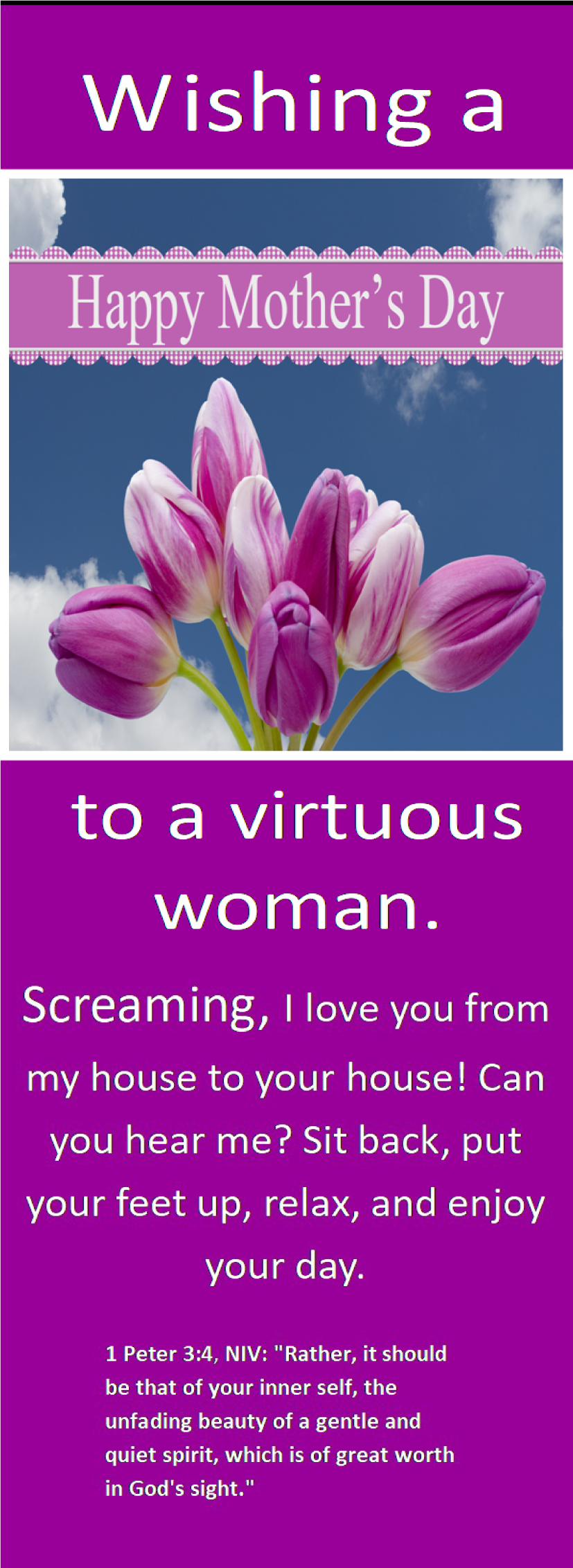 E Card Happy Mothers Day To A Virtuous Mother Kingdom Greeting Cards